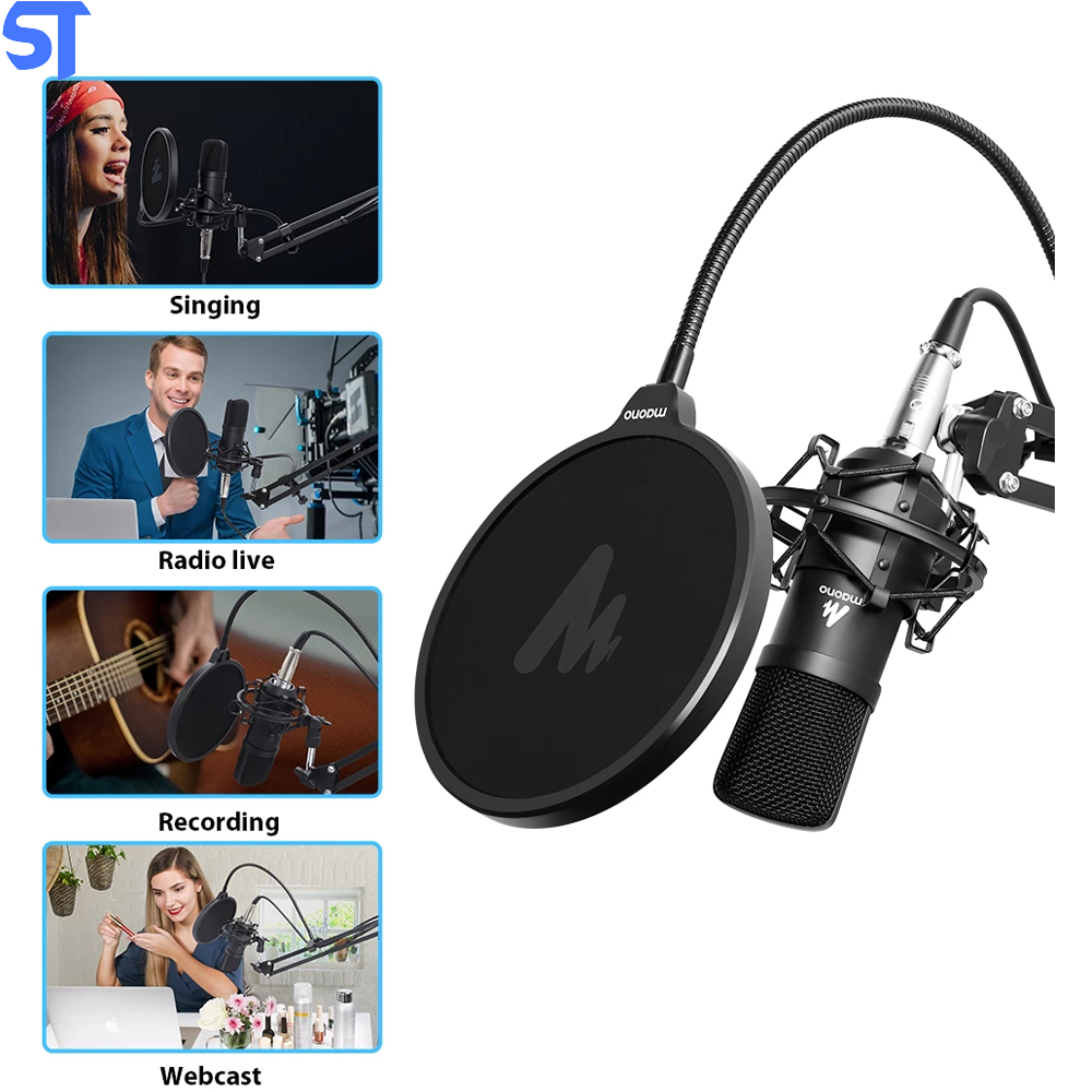 Microfone Condensador Maono 3.5mm Profissional, Para Estúdio, Podcasts, Transmissões E Gravações Para Youtube - AU-A03